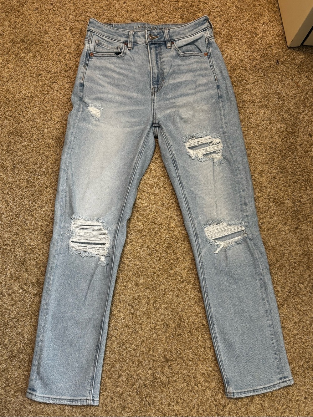 American Eagle Outfitters High-Rise Light Blue Distressed Jeans